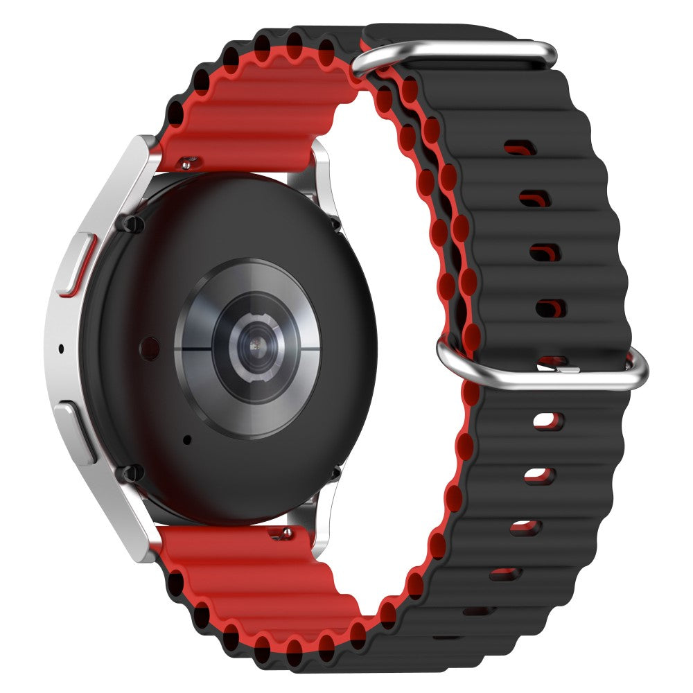 20mm Universal dual color silicone watch strap - Black / Red#serie_5