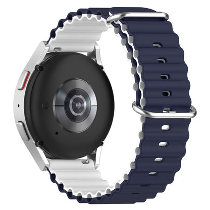 20mm Universal dual color silicone watch strap - Midnight Blue / White#serie_9