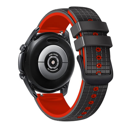 20mm Universal grid texture on silicone strap - Black / Red#serie_5