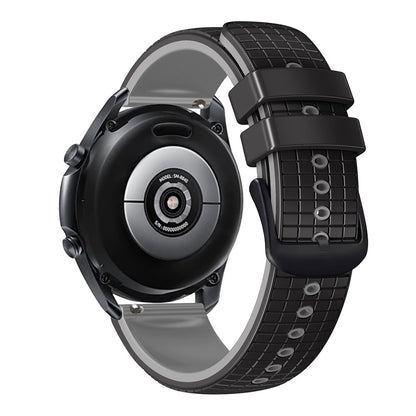 22mm Universal grid texture on silicone strap - Black / Grey#serie_6