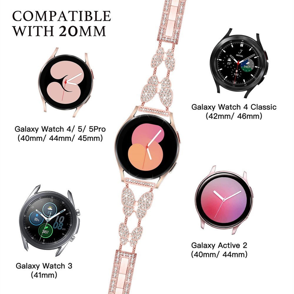 Fremragende Metal Og Rhinsten Universal Rem passer til Smartwatch - Pink#serie_3