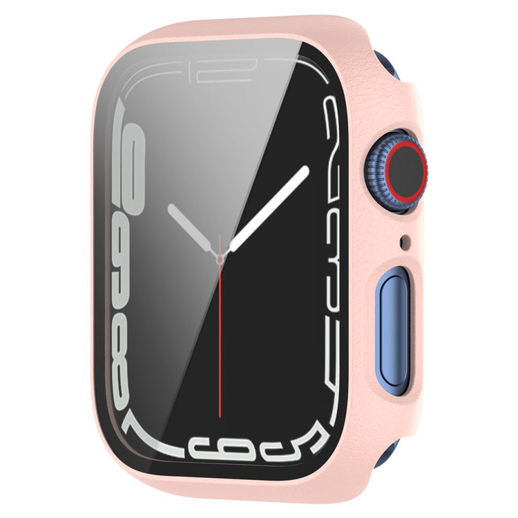 Fint Apple Watch Series 7 41mm Cover med Skærmbeskytter i Plastik og Hærdet Glas - Pink#serie_2