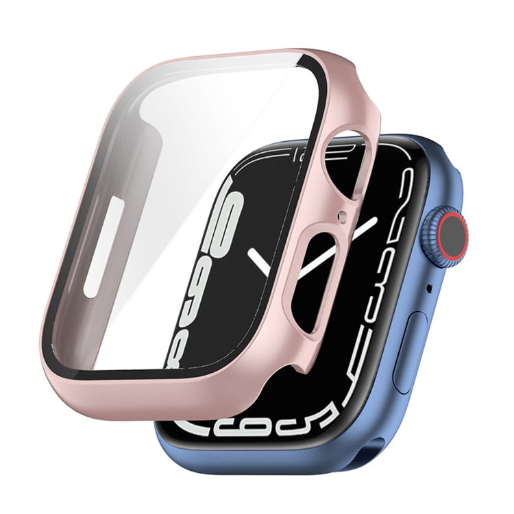 Rigtigt Flot Apple Watch Series 7 41mm Cover med Skærmbeskytter i Plastik og Hærdet Glas - Pink#serie_5