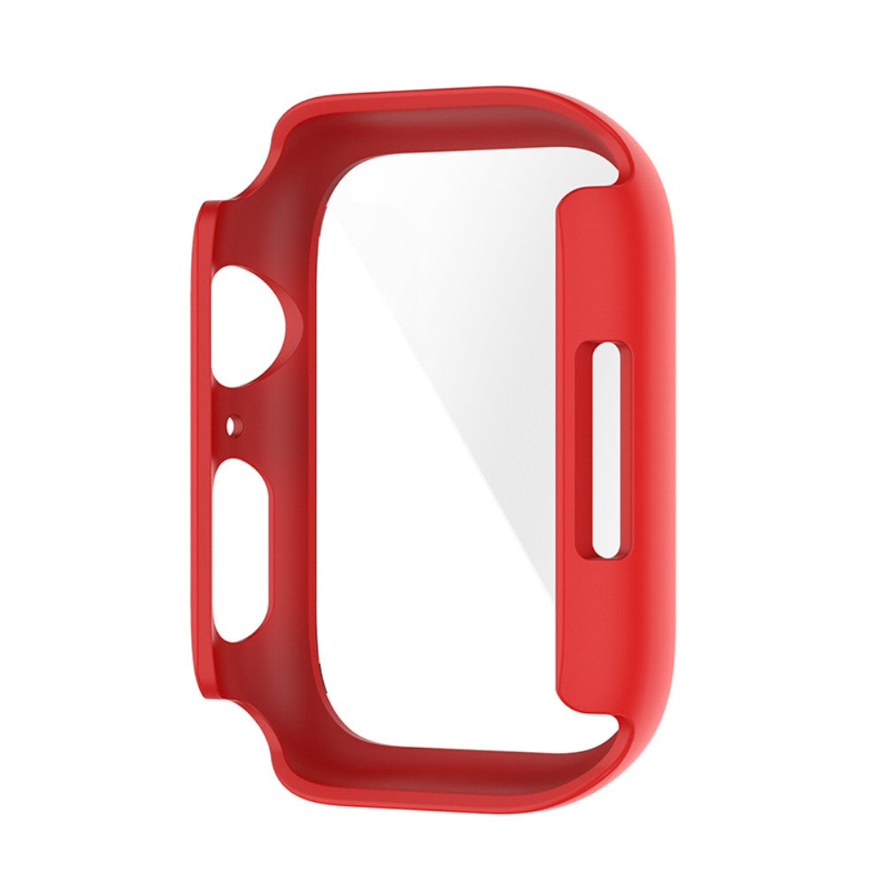 Rigtigt Flot Apple Watch Series 7 41mm Cover med Skærmbeskytter i Plastik og Hærdet Glas - Rød#serie_7