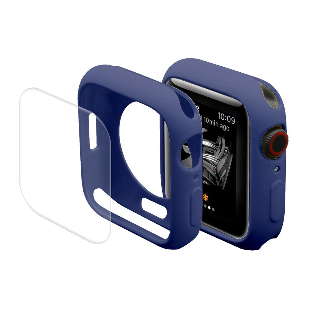 Super Flot Apple Watch Series 7 41mm Cover med Skærmbeskytter i Silikone - Blå#serie_9