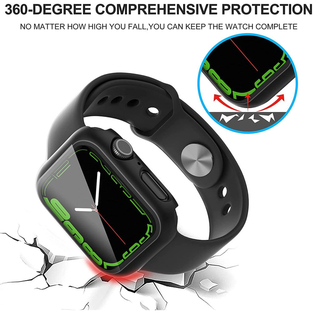 Rigtigt Fed Apple Watch Series 7 41mm Cover med Skærmbeskytter i Plastik og Hærdet Glas - Gennemsigtig#serie_1