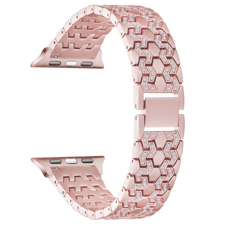 Mega skøn Apple Watch Series 7 41mm Metal og Rhinsten Rem - Pink#serie_2