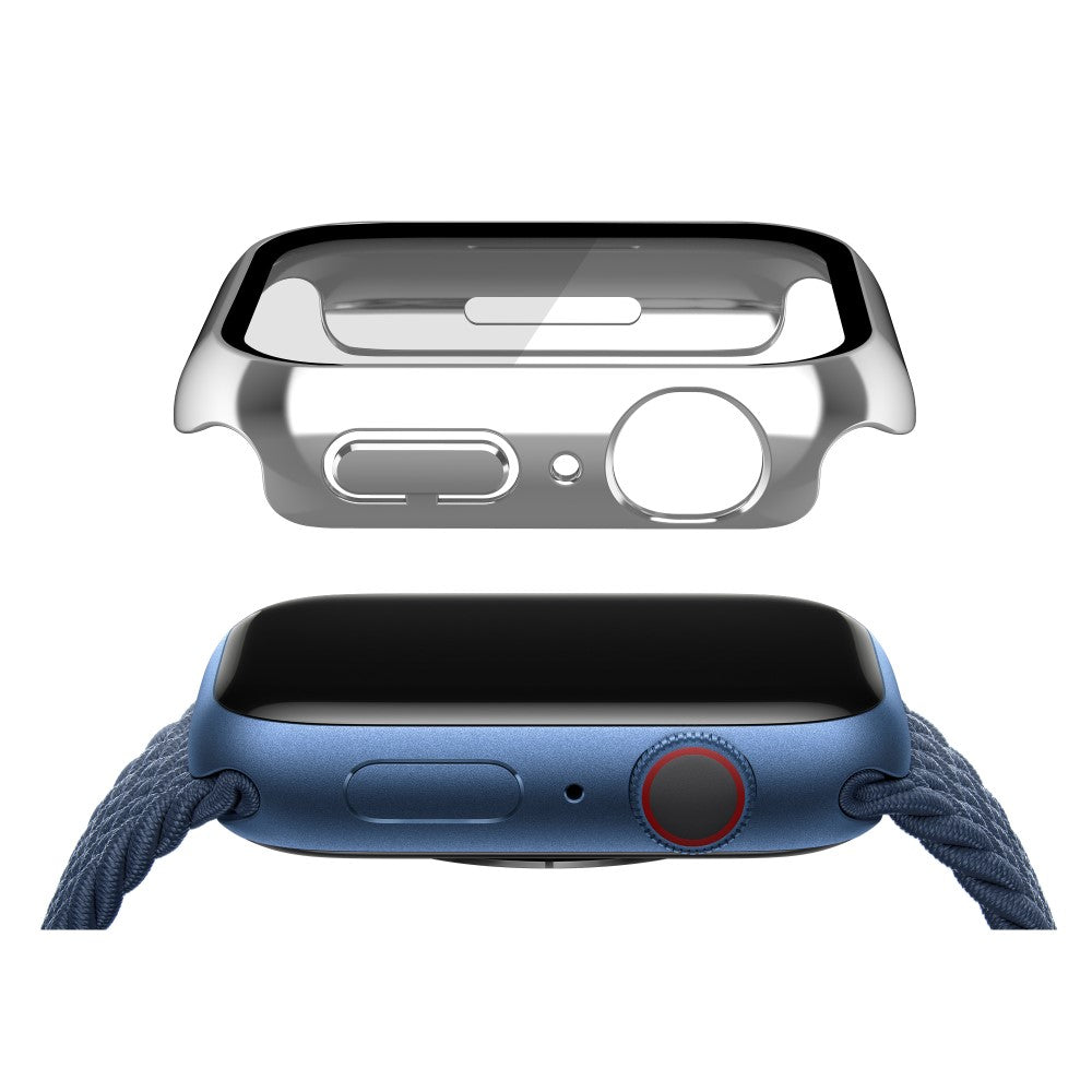 Mega Fed Apple Watch Series 7 41mm Cover med Skærmbeskytter i Plastik og Hærdet Glas - Sølv#serie_2