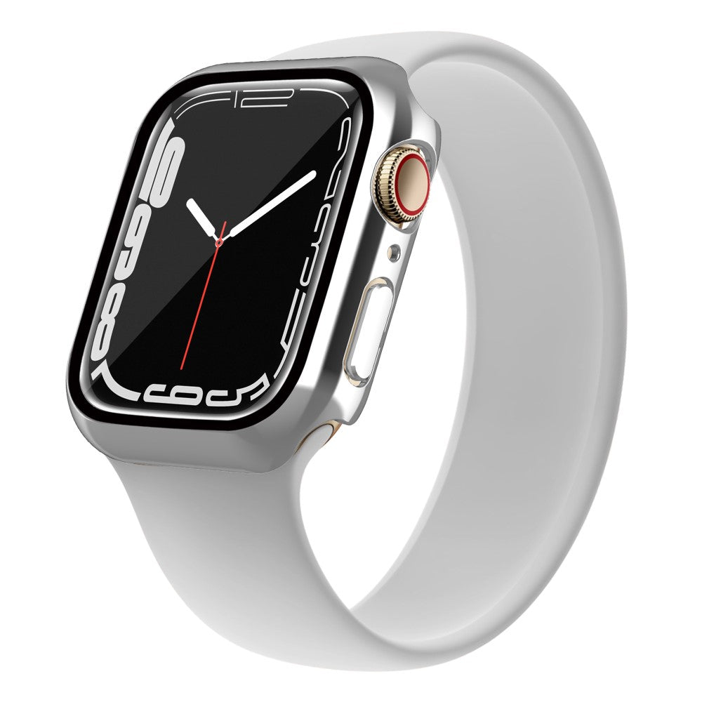 Mega Fed Apple Watch Series 7 41mm Cover med Skærmbeskytter i Plastik og Hærdet Glas - Sølv#serie_2