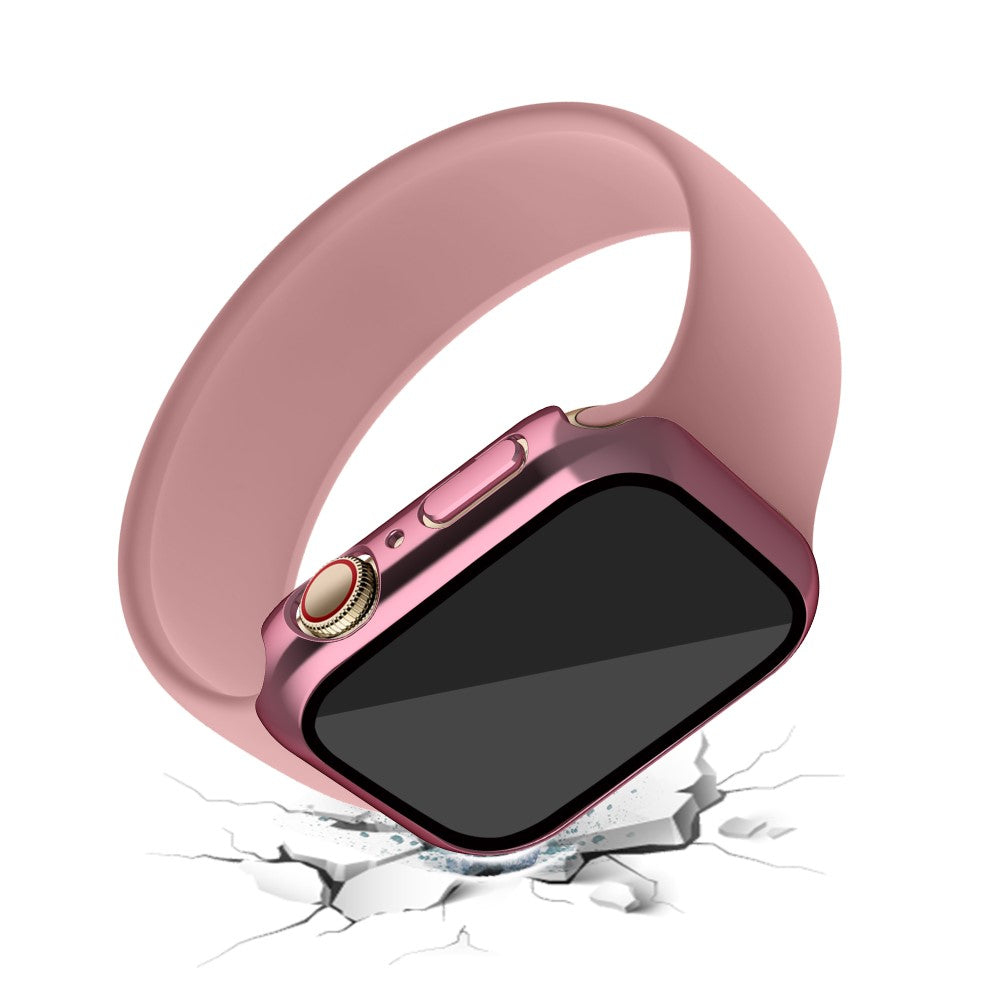 Mega Fed Apple Watch Series 7 41mm Cover med Skærmbeskytter i Plastik og Hærdet Glas - Pink#serie_3