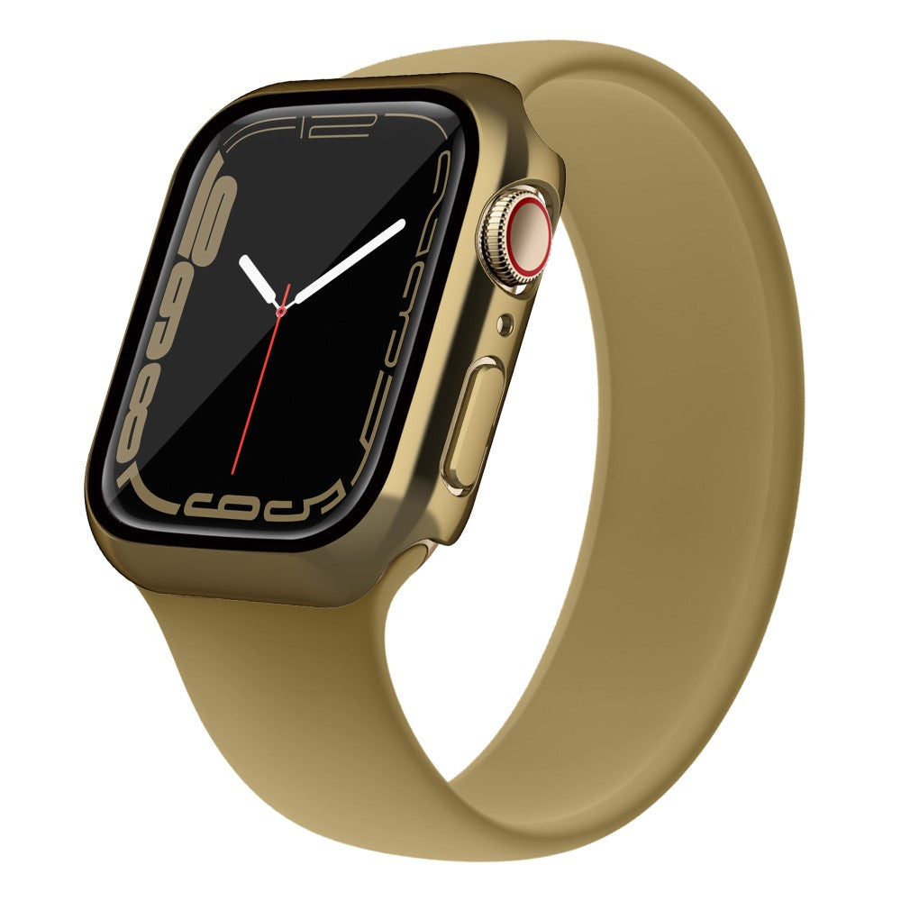 Mega Fed Apple Watch Series 7 41mm Cover med Skærmbeskytter i Plastik og Hærdet Glas - Guld#serie_5