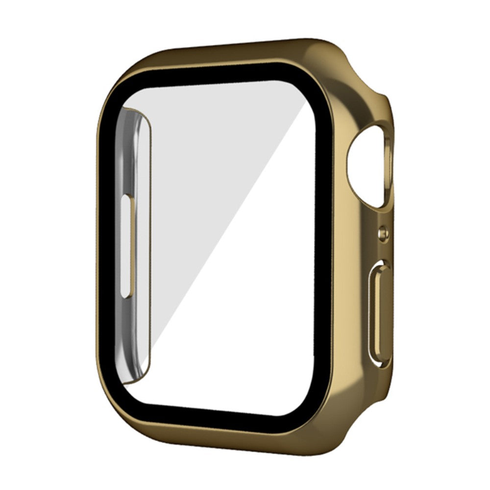 Mega Fed Apple Watch Series 7 41mm Cover med Skærmbeskytter i Plastik og Hærdet Glas - Guld#serie_5