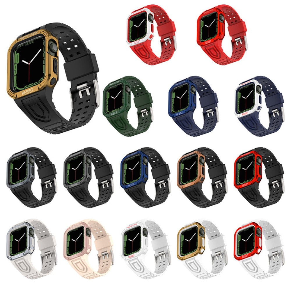 Apple Watch Series 7 41mm Silikone Rem med Cover - Guld#serie_1