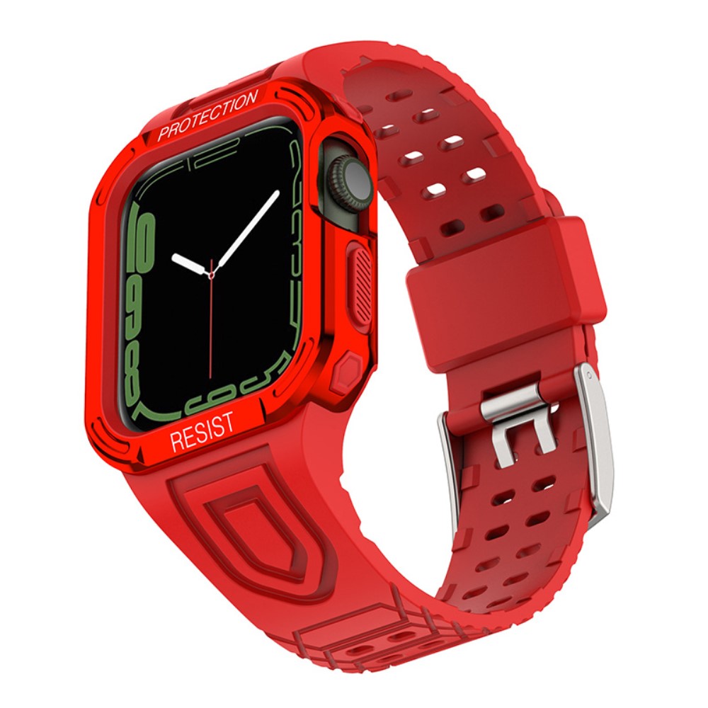 Apple Watch Series 7 41mm Silikone Rem med Cover - Rød#serie_14