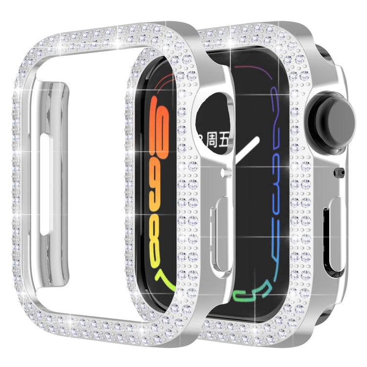 Apple Watch Series 7 41mm  Plastik og Rhinsten Bumper  - Sølv#serie_6