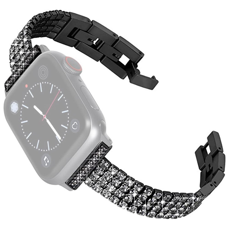 Super flot Apple Watch Series 7 41mm Metal og Rhinsten Rem - Sort#serie_2