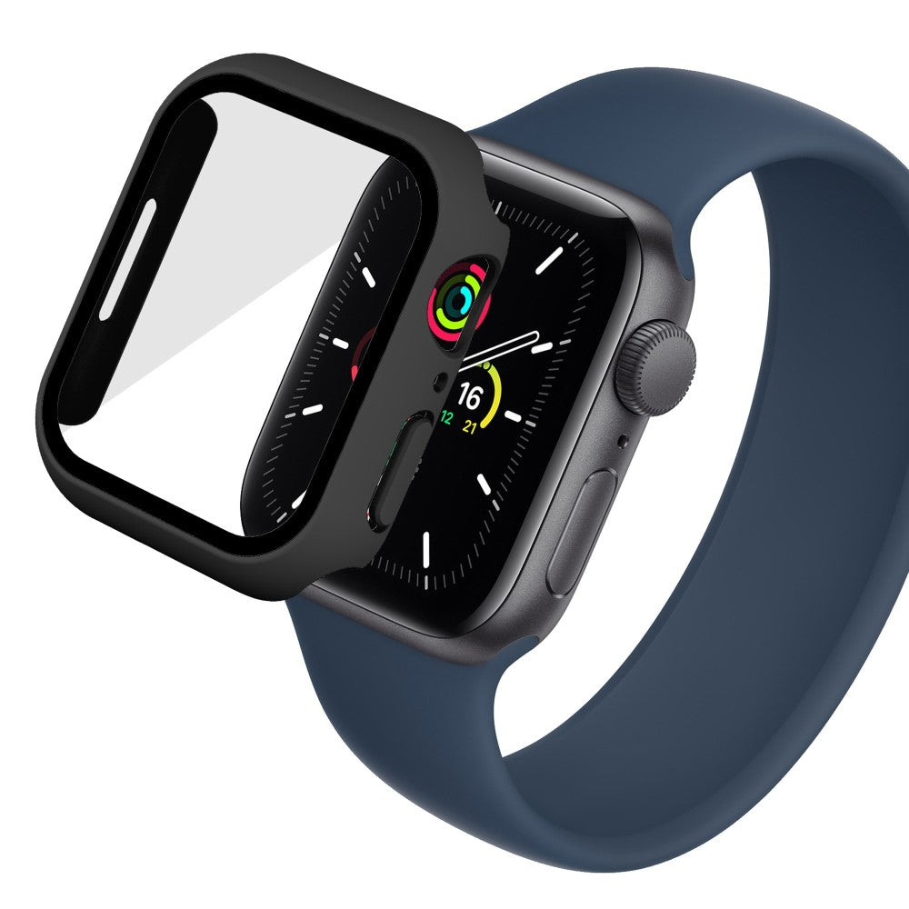 Vildt Godt Apple Watch Series 7 41mm Cover med Skærmbeskytter i Plastik og Hærdet Glas - Sort#serie_3