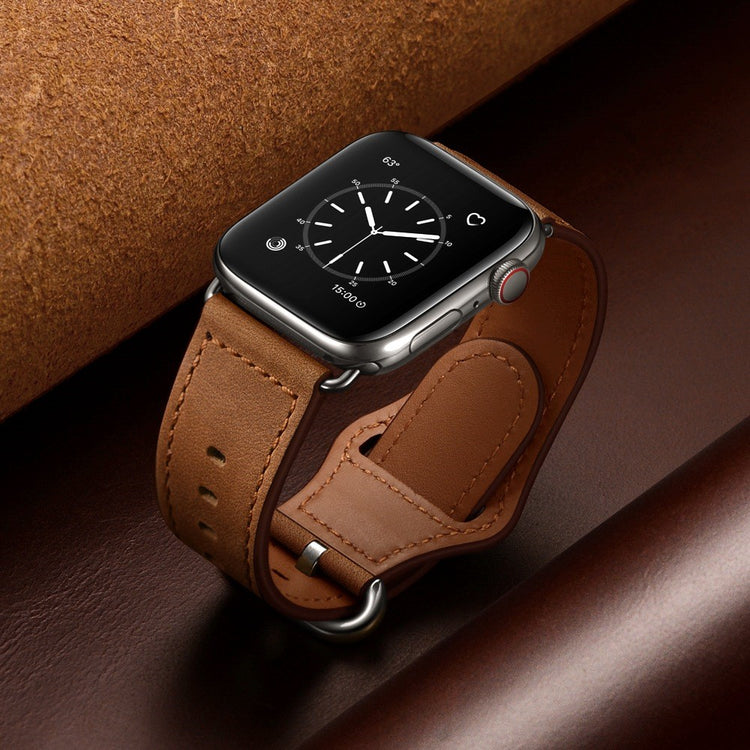 Fortrinligt Apple Watch Series 7 41mm Ægte læder Urrem - Brun#serie_2