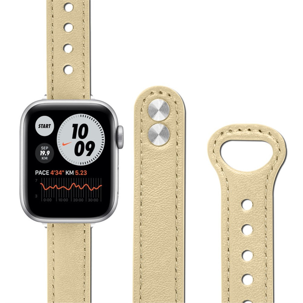 Rigtigt cool Universal Apple Ægte læder Urrem - Beige#serie_5