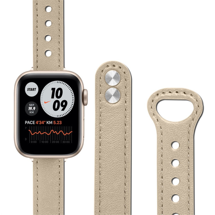 Meget fint Universal Apple Ægte læder Urrem - Beige#serie_3