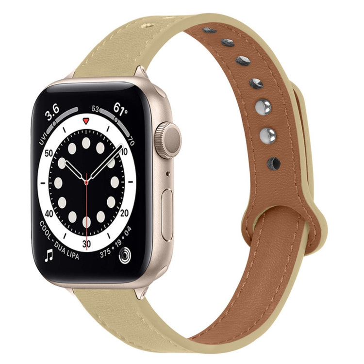 Meget fint Universal Apple Ægte læder Urrem - Beige#serie_4