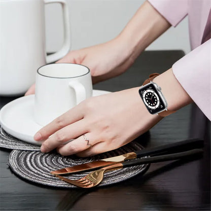Smuk Universal Apple Ægte læder Urrem - Brun#serie_11