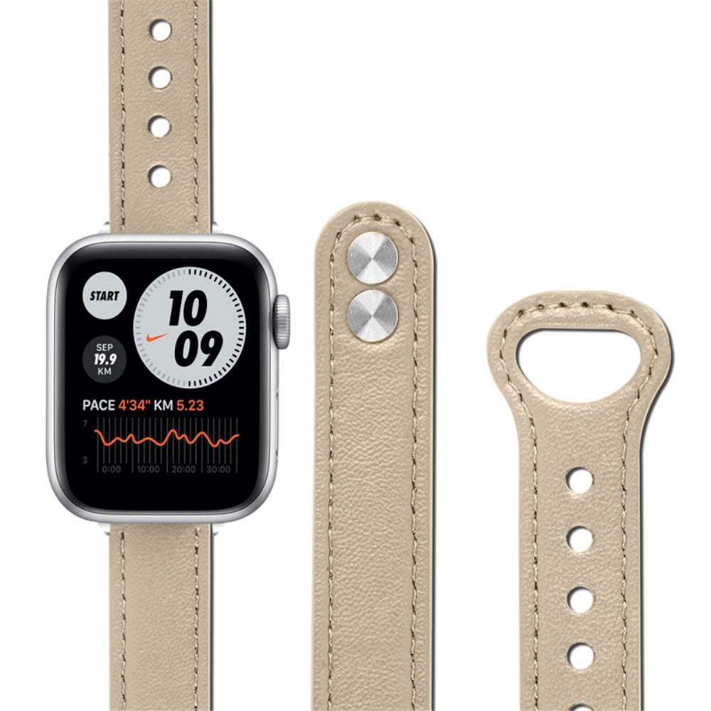 Smuk Universal Apple Ægte læder Urrem - Beige#serie_3