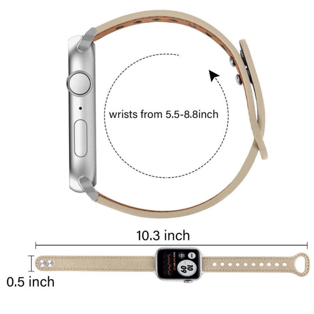 Smuk Universal Apple Ægte læder Urrem - Beige#serie_3