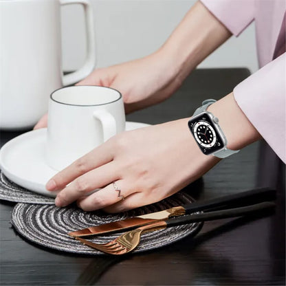 Smuk Universal Apple Ægte læder Urrem - Sølv#serie_8