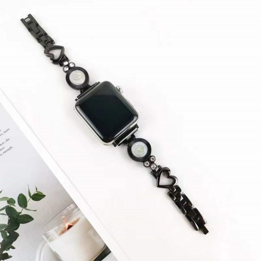 Stilfuld Universal Apple Metal og  Rhinsten Urrem - Sort#serie_3