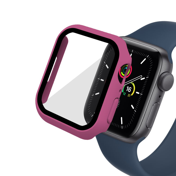 Vildt Godt Apple Watch Series 7 45mm Cover med Skærmbeskytter i Plastik og Hærdet Glas - Pink#serie_13