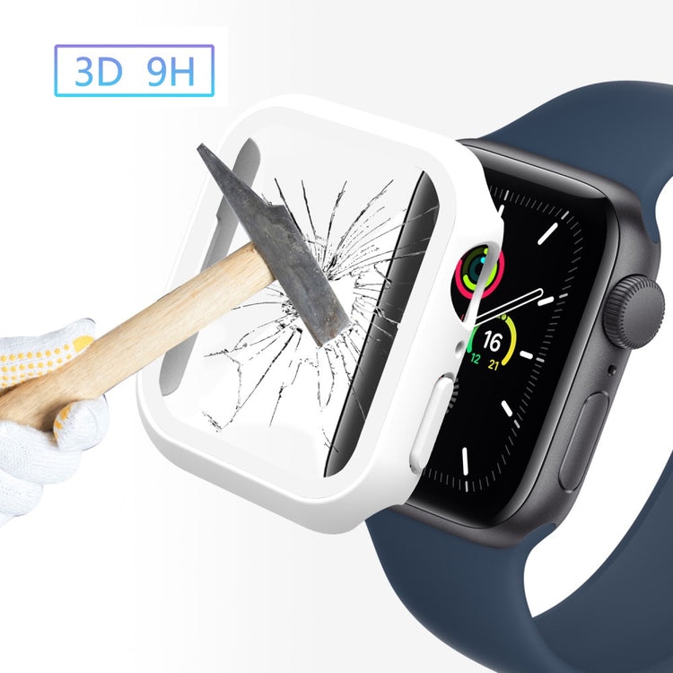 Vildt Godt Apple Watch Series 7 45mm Cover med Skærmbeskytter i Plastik og Hærdet Glas - Hvid#serie_3