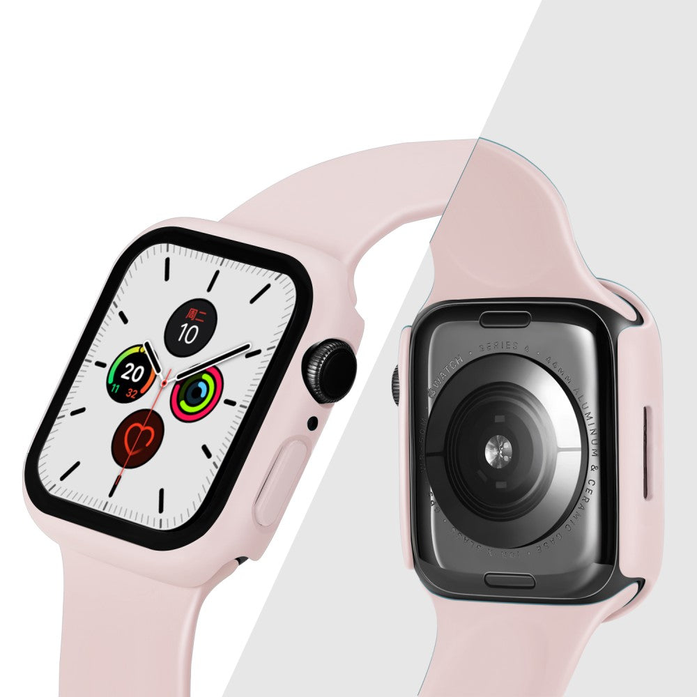 Vildt Godt Apple Watch Series 7 45mm Cover med Skærmbeskytter i Plastik og Hærdet Glas - Pink#serie_6