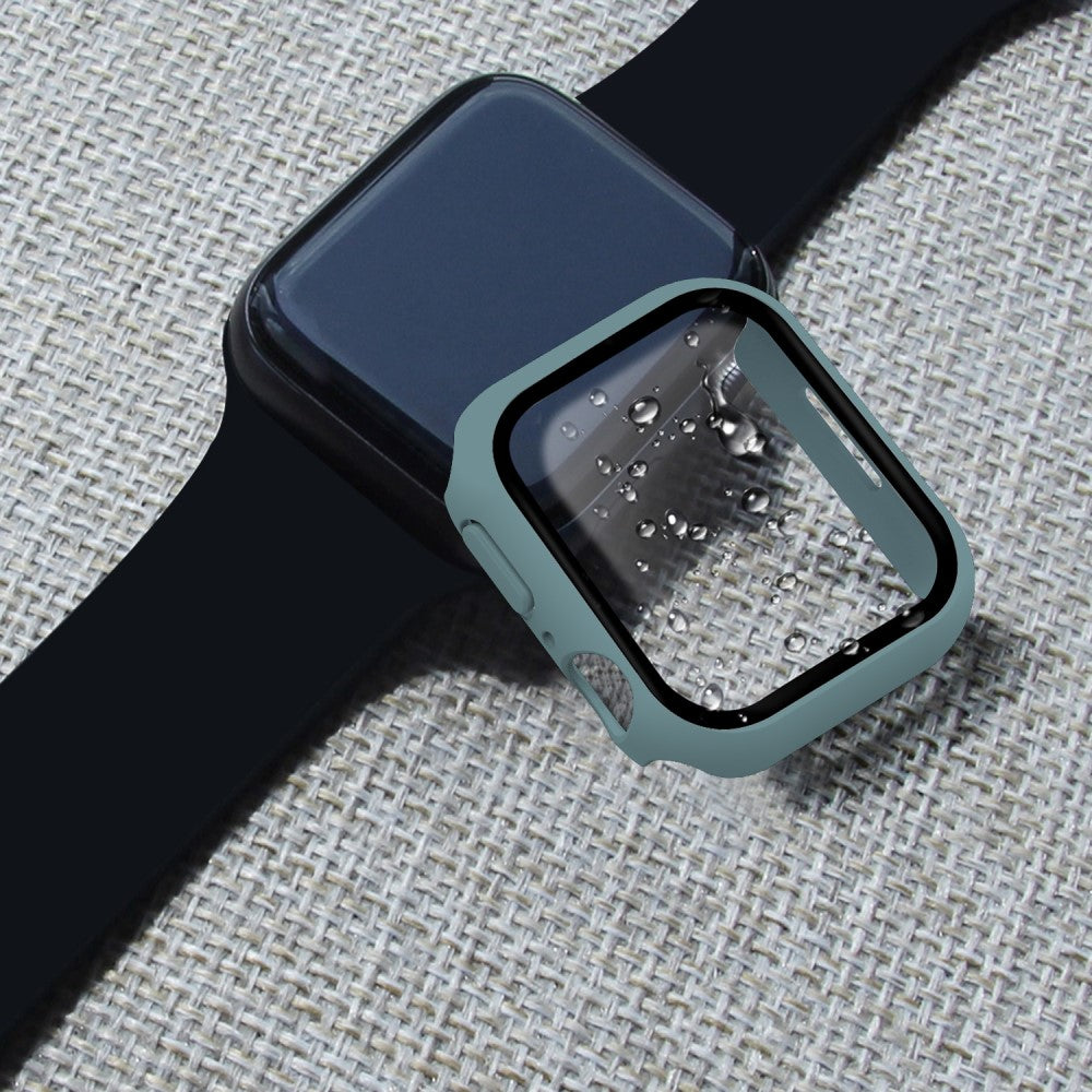 Vildt Godt Apple Watch Series 7 45mm Cover med Skærmbeskytter i Plastik og Hærdet Glas - Grøn#serie_7