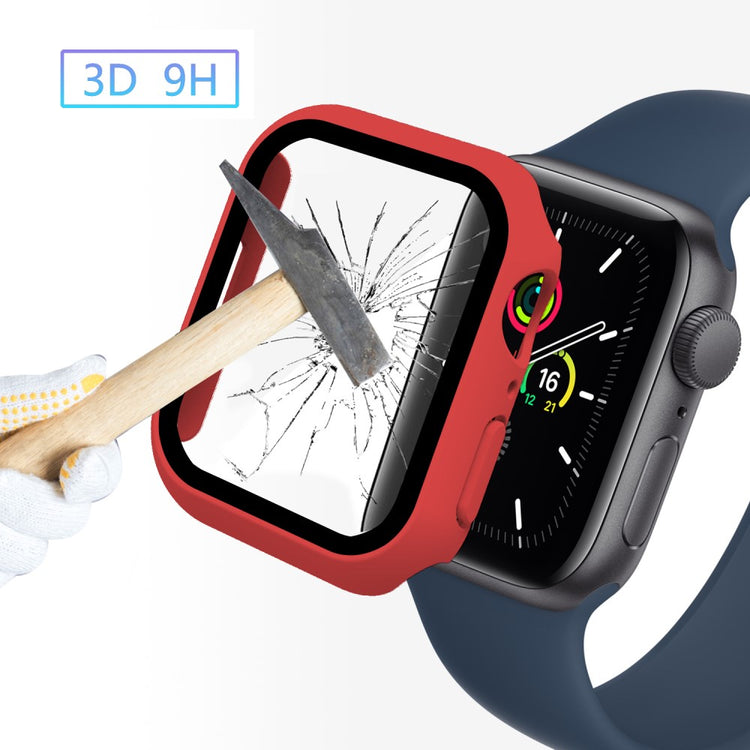 Vildt Godt Apple Watch Series 7 45mm Cover med Skærmbeskytter i Plastik og Hærdet Glas - Rød#serie_8