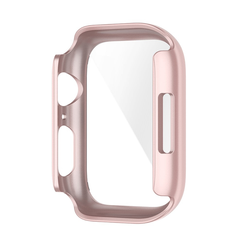 Beskyttende Apple Watch Series 7 45mm Cover med Skærmbeskytter i Plastik og Hærdet Glas - Pink#serie_4