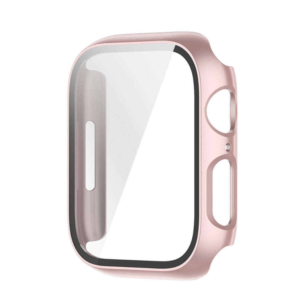 Beskyttende Apple Watch Series 7 45mm Cover med Skærmbeskytter i Plastik og Hærdet Glas - Pink#serie_4