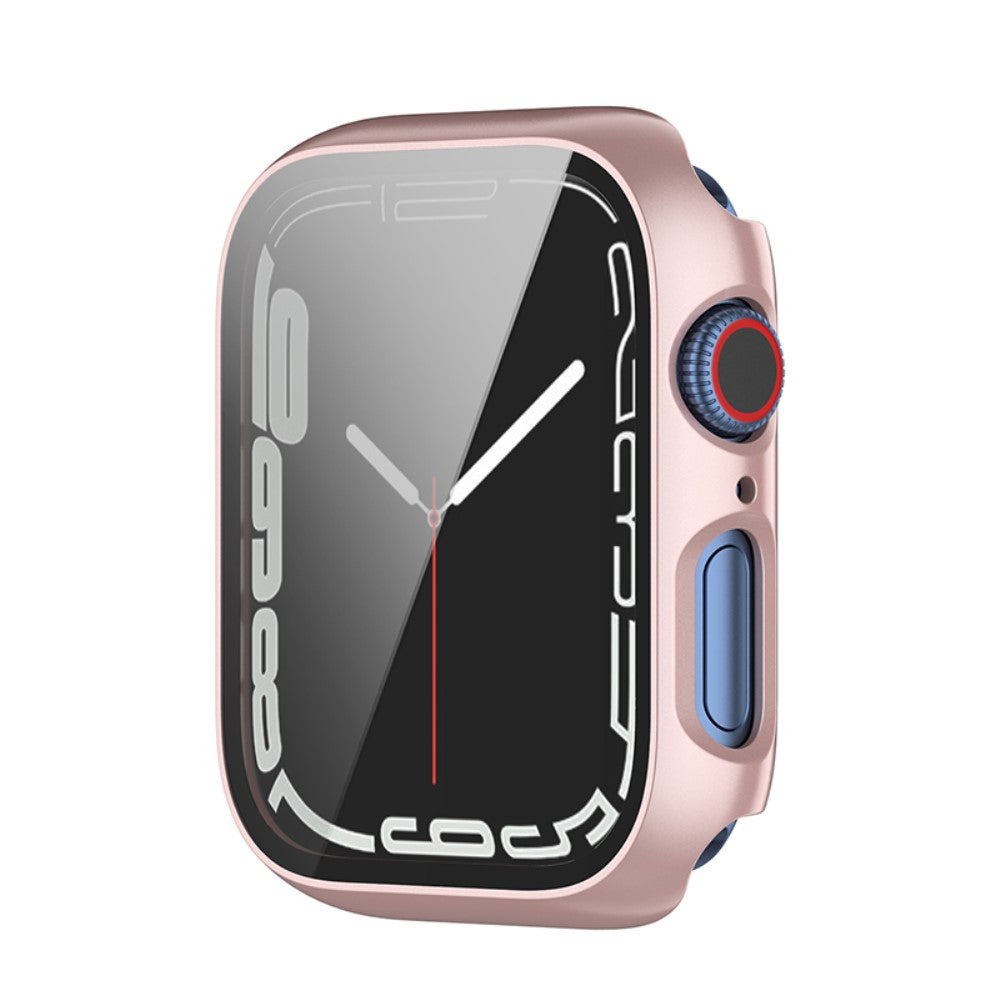 Beskyttende Apple Watch Series 7 45mm Cover med Skærmbeskytter i Plastik og Hærdet Glas - Pink#serie_4