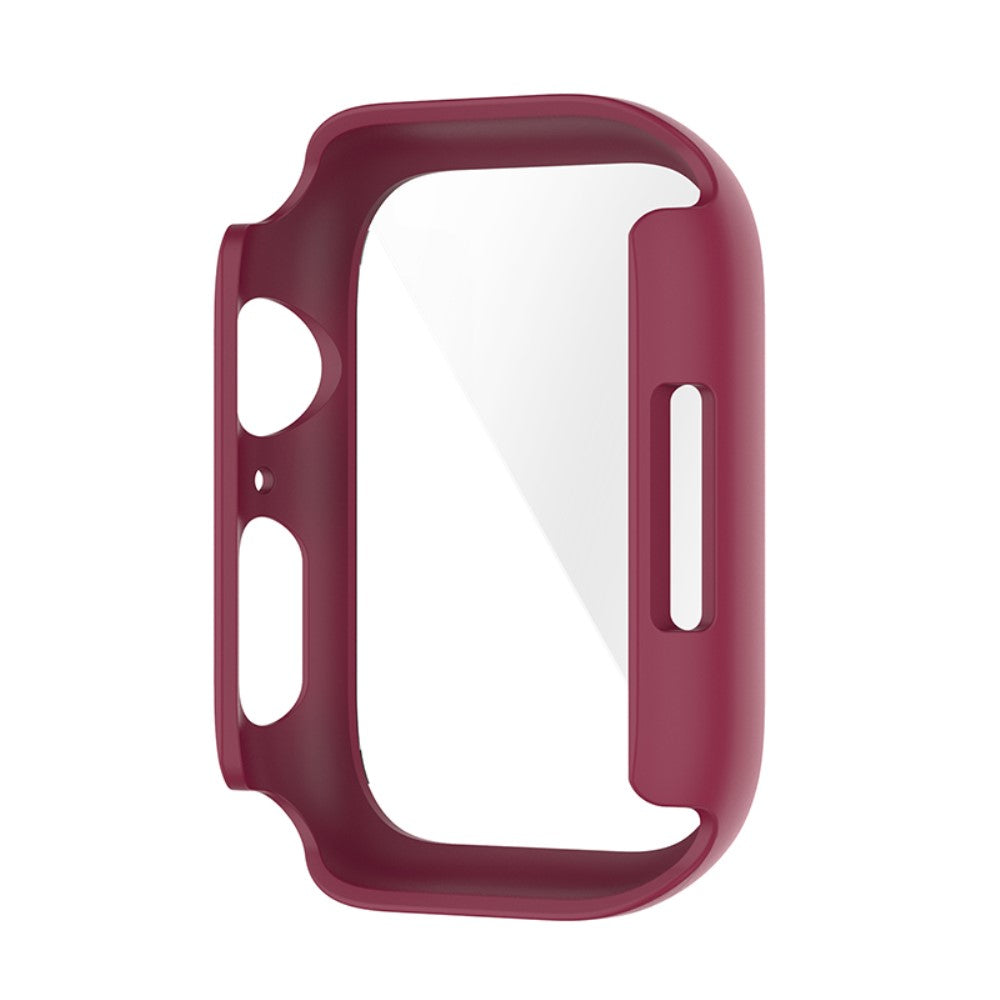 Beskyttende Apple Watch Series 7 45mm Cover med Skærmbeskytter i Plastik og Hærdet Glas - Rød#serie_5