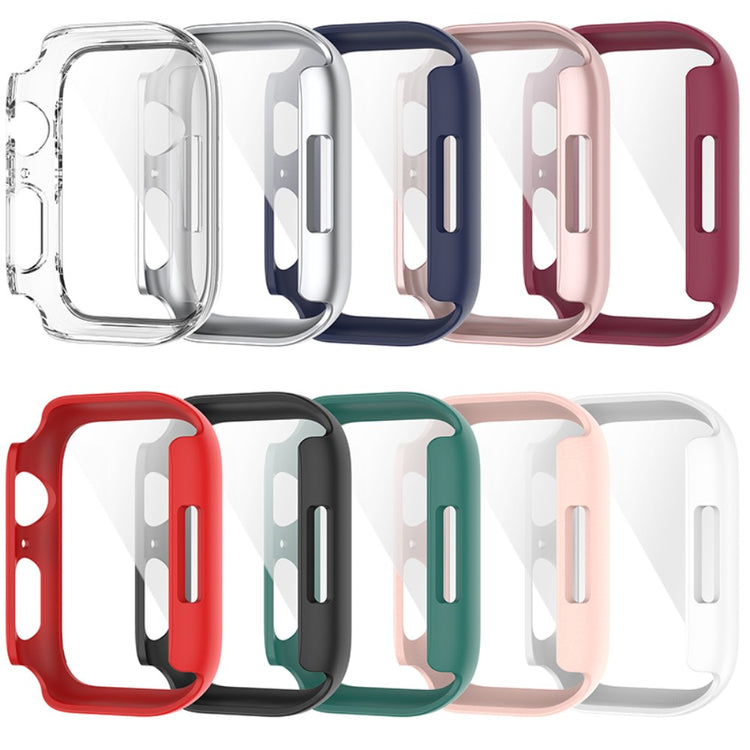 Beskyttende Apple Watch Series 7 45mm Cover med Skærmbeskytter i Plastik og Hærdet Glas - Rød#serie_5