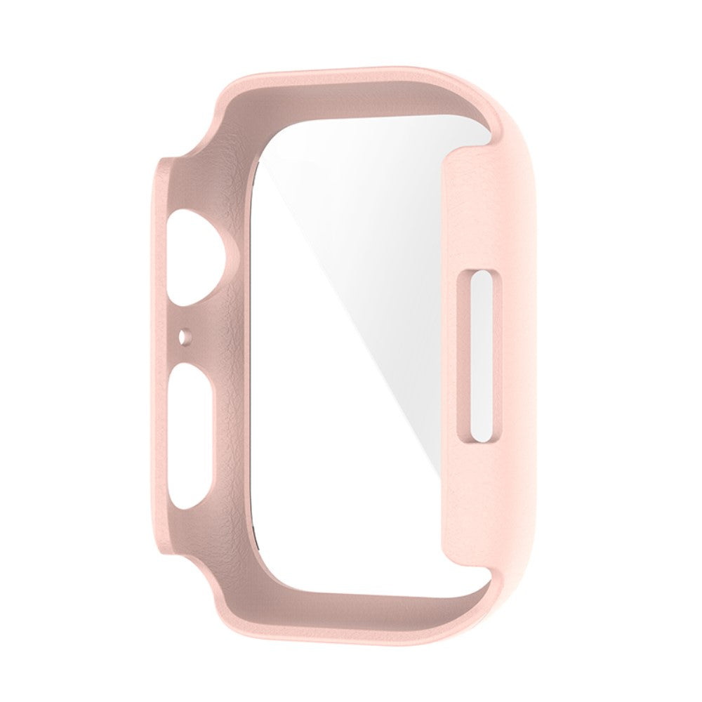 Beskyttende Apple Watch Series 7 45mm Cover med Skærmbeskytter i Plastik og Hærdet Glas - Pink#serie_9