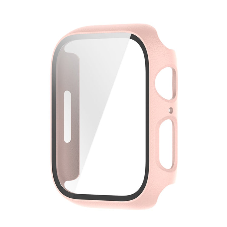 Beskyttende Apple Watch Series 7 45mm Cover med Skærmbeskytter i Plastik og Hærdet Glas - Pink#serie_9