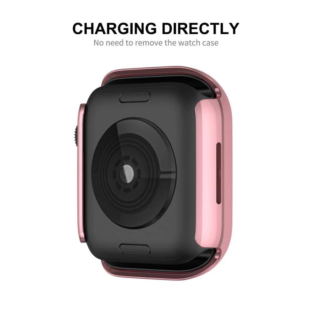 Fed Apple Watch Series 7 45mm Cover med Skærmbeskytter i Plastik og Rhinsten - Pink#serie_1