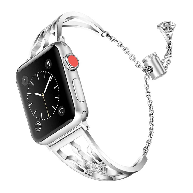 Fremragende Apple Watch Series 7 45mm Metal og Rhinsten Rem - Sølv#serie_3