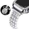Pour Apple Watch Series 7 45mm Bracelet en métal et pierres précieuses fort.