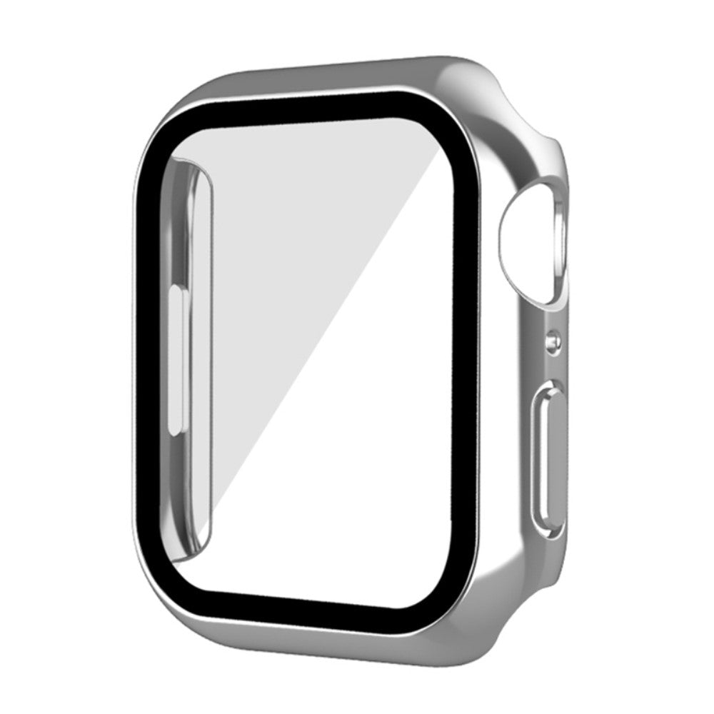 Super Pænt Apple Watch Series 7 45mm Cover med Skærmbeskytter i Plastik og Hærdet Glas - Sølv#serie_2