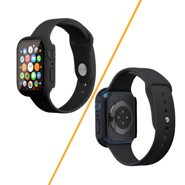 Apple Watch Series 7 45mm Silikone Rem med Cover og Hærdet Glas - Sort#serie_1