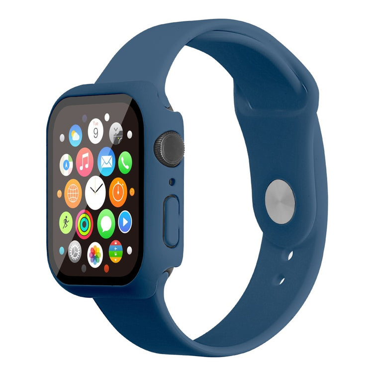 Apple Watch Series 7 45mm Silikone Rem med Cover og Hærdet Glas - Blå#serie_10