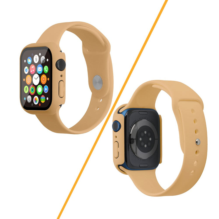 Apple Watch Series 7 45mm Silikone Rem med Cover og Hærdet Glas - Brun#serie_12