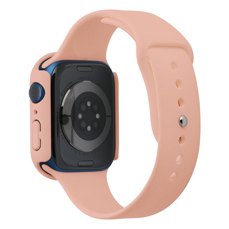 Apple Watch Series 7 45mm Silikone Rem med Cover og Hærdet Glas - Pink#serie_17